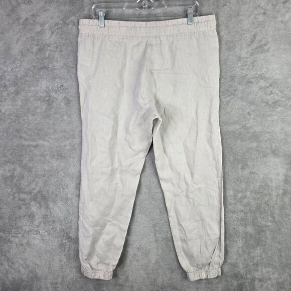 Womens Company Ellen Tracy Beige 100% Linen Pants Drawstring Elastic Hem Size M - Picture 6 of 10